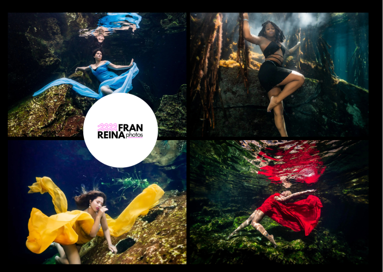 Flying Dresses Mexico for Underwater Portraits by Fran Reina Photography