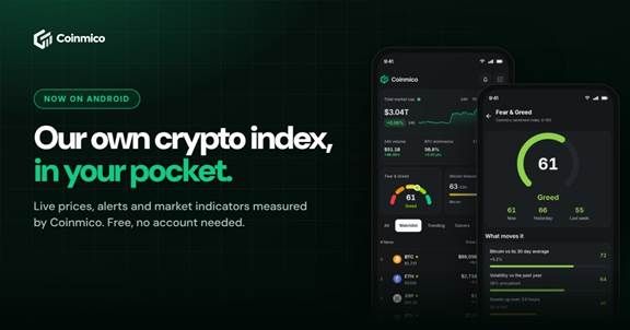Coinmico Launches Android App With Price Alerts and Market Indicators From Its Own Crypto Index